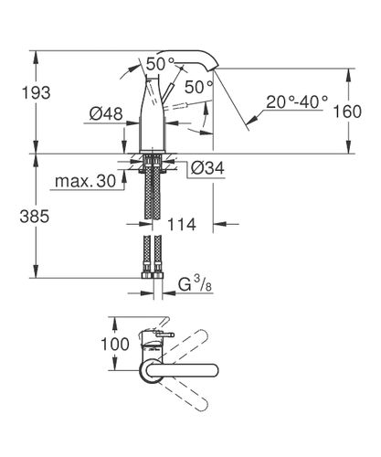 ברז פרח Essence מידה M שחור פאנטום GROHE