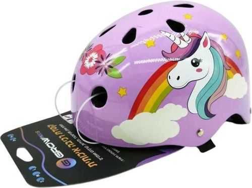 קסדה חד קרן  מעוצב סגול -  מידה  Unicorn  Grow Designed - M