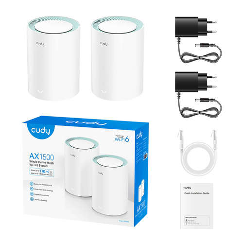 מערכת מש 2 יחידות Cudy AX1500 Gigabit Whole Home Mesh Wi-Fi 6 M1500