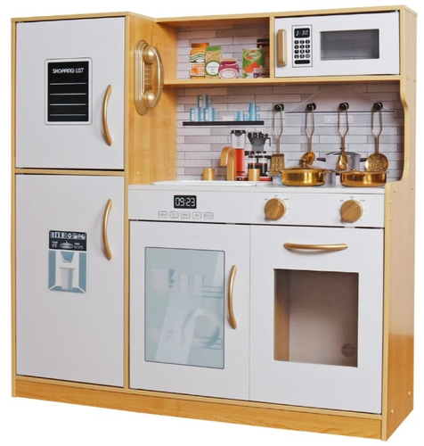מטבח ילדים עם מקרר, מדיח, כיור, כיריים עם מגוון כלי בישול - נועם