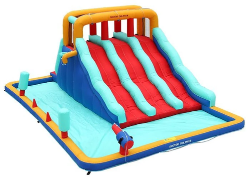 מתקן מים מתנפח ענק עם מגלשה תלת-מסלולית דגם W73068