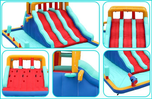 מתקן מים מתנפח ענק עם מגלשה תלת-מסלולית דגם W73068