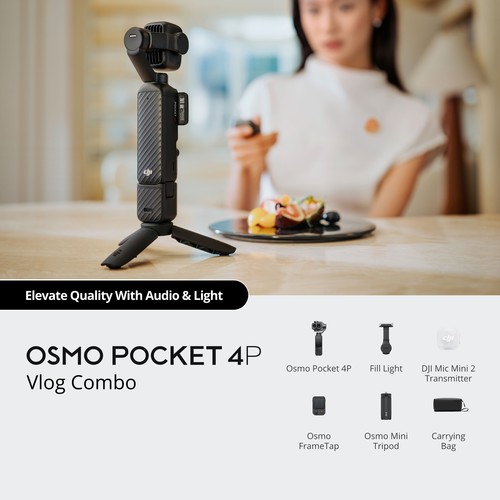 מצלמה עם גימבל מובנה DJI Osmo Pocket 4P Vlog Combo