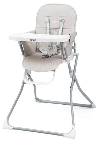 כסא אוכל פרסקו עם קיפול סופר קומפקטי, ריפוד דמוי עור ומגש ניתן להסרה - בז'