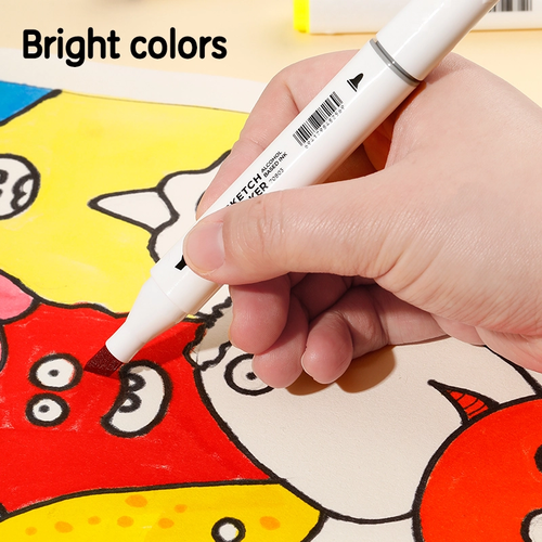מארז 24 טושים צבעוניים סקצ' מרקר דו-צדדים (צד עדין / צד רחב) על בסיס אלכוהול