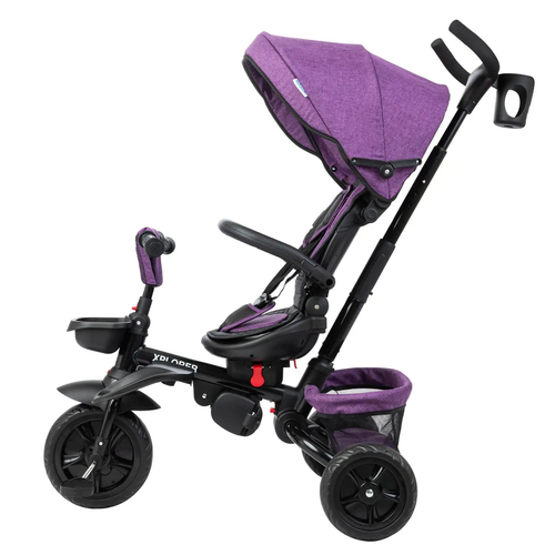 תלת אופן מתקפל 4 ב 1 דגם Xplorer עם כיסא נשכב ומסתובב 360 וגלגלי EVA ללא תקרים - סגול