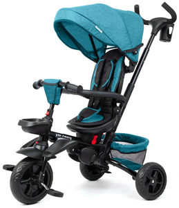 תלת אופן מתקפל 4 ב 1 דגם Xplorer עם כיסא נשכב ומסתובב 360 וגלגלי EVA ללא תקרים - כחול