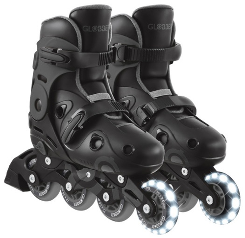 רולרבליידס SKATES LIGHTS עם מנגנון Speed-Safe לבטיחות מוגברת ואורות בגלגלים מידה 34-37 - שחור
