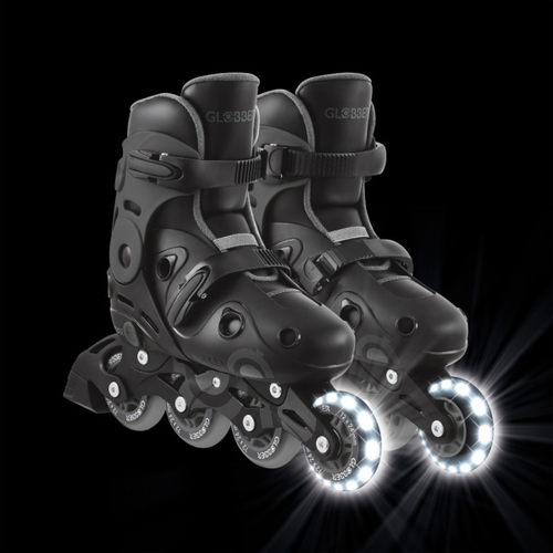 רולרבליידס SKATES LIGHTS עם מנגנון Speed-Safe לבטיחות מוגברת ואורות בגלגלים מידה 34-37 - שחור
