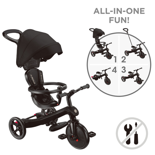 תלת אופן מתקפל הכל באחד Explorer Trike 4 in 1 הופך לאופני איזון - שחור