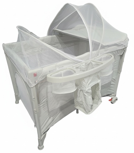 לול רשת משולב 4 ב 1 Baby Hub לול, עריסה מתחברת, משטח החתלה ומיטת קמפינג עם דופן עולה / יורדת