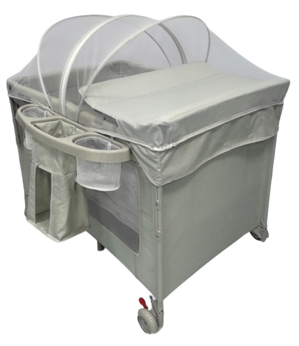 לול רשת משולב 4 ב 1 Baby Hub לול, עריסה מתחברת, משטח החתלה ומיטת קמפינג עם דופן עולה / יורדת