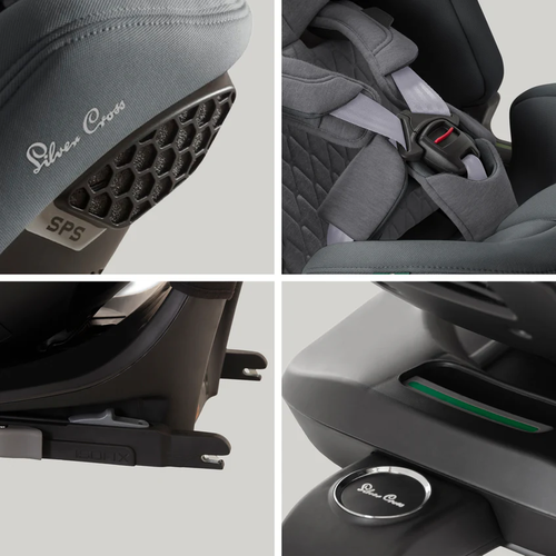 כסא בטיחות מסתובב משולב בוסטר Motion 2 All Size 360 - אפור Glacier
