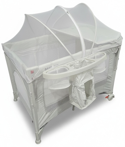 לול רשת משולב 4 ב 1 Baby Hub לול, עריסה מתחברת, משטח החתלה ומיטת קמפינג עם דופן עולה / יורדת