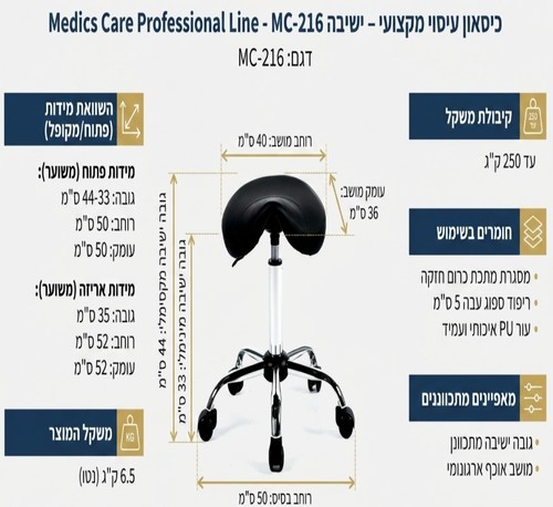 כיסא אוכף Medics Care MC-216