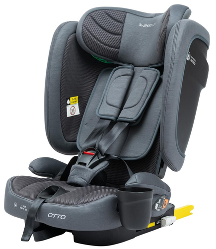כיסא בטיחות משולב בוסטר OTTO עם מנגנון בקרה אלקטרוני לחיבור תקין - אפור