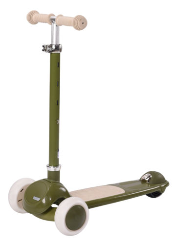 קורקינט וינטג' 2 ב-1 עם מושב מתנתק וסלסלת קש Retro Line - ירוק זית