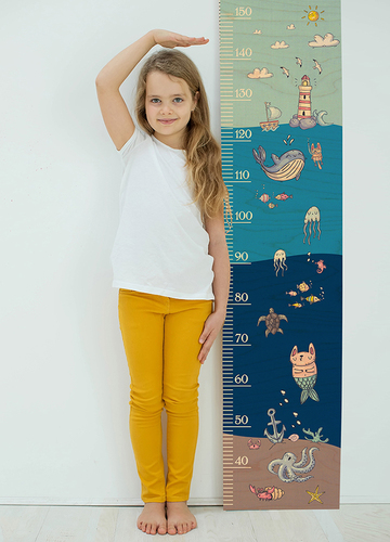 מד גובה מעוצב לחדר ילדים מעץ - ים