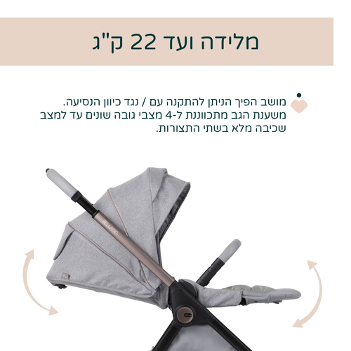 עגלת תינוק משולבת צ’יקו בלאג’יו II עם קיפול OneTouch אוטומטי וגלגלי TPE - קרמל