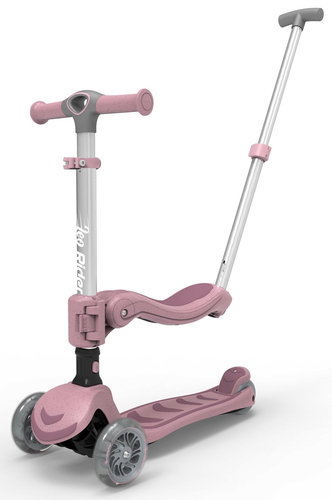 קורקינט 3 ב-1 ריידר אקו Rider Eco עם מוט דחיפה ומושב מתקפל - ורוד