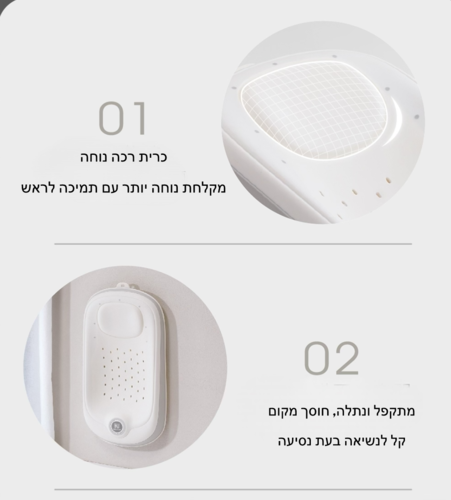 מושב אמבטיה דפני סיליקון עם מד טמפרטורה דיגיטלי מובנה ו 3 מצבי גובה - אפור