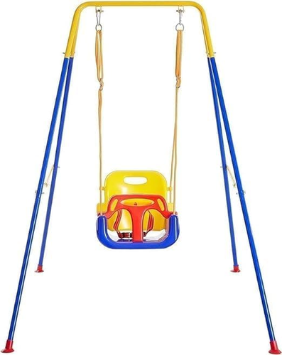 נדנדה לתינוקות ופעוטות 3 שלבים עם מתקן תליה ממתכת ללא צורך בעיגון לקרקע