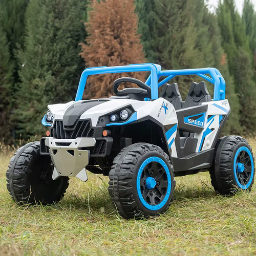באגי ממונע 12V מיני מאבריק Mavric X3 עם גלגלי גומי, שלט רחוק, בולמים ואורות LED - כחול