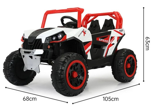 באגי ממונע 12V מיני מאבריק Mavric X3 עם גלגלי גומי, שלט רחוק, בולמים ואורות LED - כתום