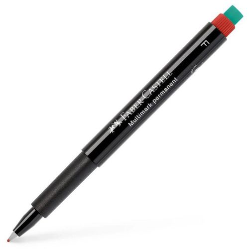 טוש פרמננטי F אדום כולל מחק מובנה Faber-Castell Multimark