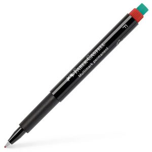 טוש פרמננטי F אדום כולל מחק מובנה Faber-Castell Multimark