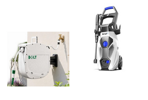 מכונת שטיפה מקצועית 120 בר 1400W + גלגלת השקיה אוטומטית 20 מטר PW1401.2 BOLT