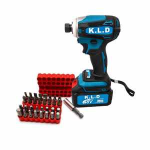 מארז מברגת אימפקט K.L.D עם 2 סוללות, מטען, מזוודה וסט 33 ביטים – מבצע 299 ₪