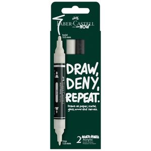 סט 2 טושים אקריליים מולטימרק דו צדדי Faber-Castell - שחור ולבן