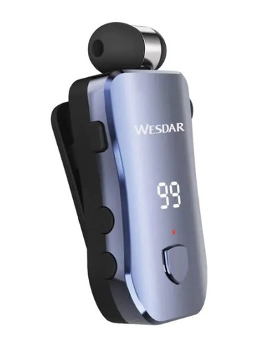 אוזניית Bluetooth עם חוט נשלף וקליפס WESDAR K-303H BLUE