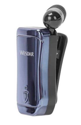 אוזניית Bluetooth עם חוט נשלף וקליפס WESDAR K-303H BLUE