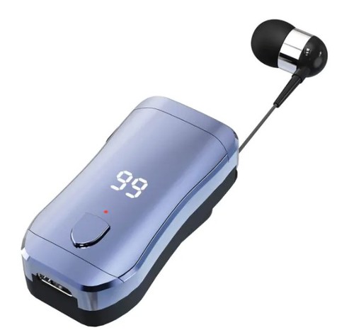 אוזניית Bluetooth עם חוט נשלף וקליפס WESDAR K-303H BLUE
