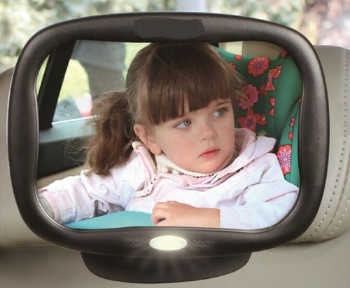 מראה לרכב לתינוק עם תאורת לד, שלט ומנגנון כיוונון 360 