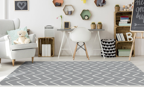 שטיח פעילות מעוצב לחדר ילדים Soft Mat במגע רך - זיגזג אפור