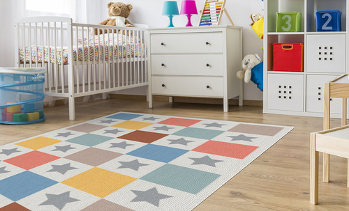 שטיח פעילות מעוצב לחדר ילדים Soft Mat במגע רך - כוכבים ומשבצות צבעוניות