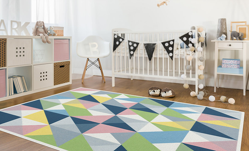 שטיח פעילות מעוצב לחדר ילדים Soft Mat במגע רך - משולשים צבעוניים