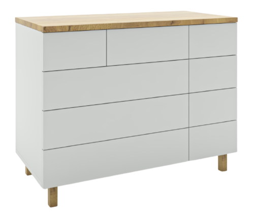 שידת החתלה לתינוק דגם שנהב עשויה MDF עם משטח עליון בצבע עץ אלון וטריקה שקטה