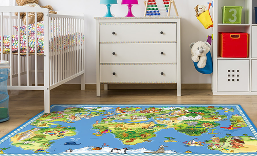 שטיח פעילות מעוצב לחדר ילדים Soft Mat במגע רך - מפת עולם לילדים