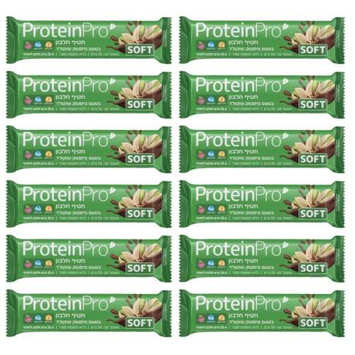 מארז 12 יחידות – חטיף חלבון ProteinPro SOFT בטעם פיסטוק שוקולד  | נייצ'רס פרו