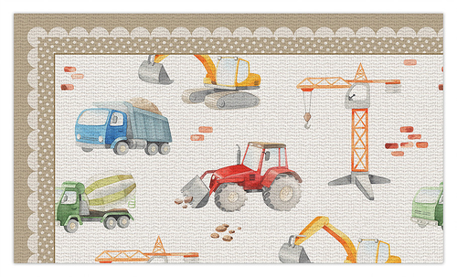 שטיח פעילות מעוצב לחדר ילדים Soft Mat במגע רך - טרקטורים ומנופים בז'