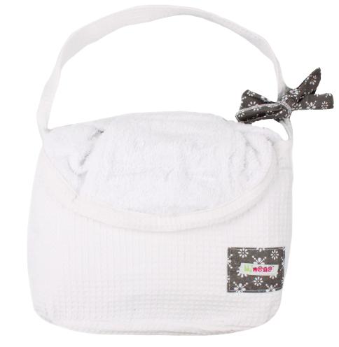 מגבת חיבוקי - מגבת רחצה לתינוק עם קפוצ'ון ואוזניים 100% כותנה - לבן