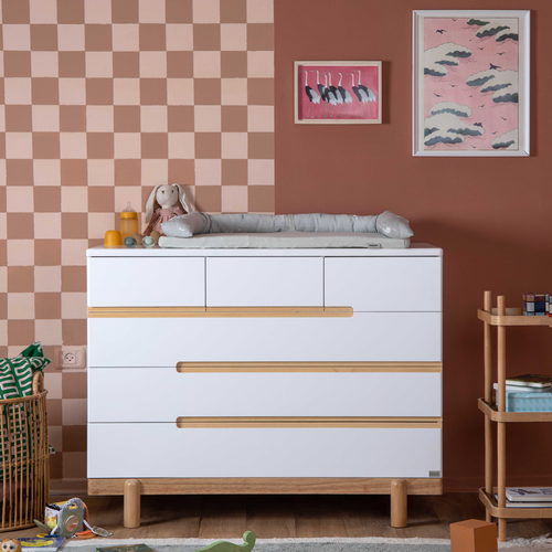שידת החתלה לתינוק רוז MDF - לבן ועץ טבעי
