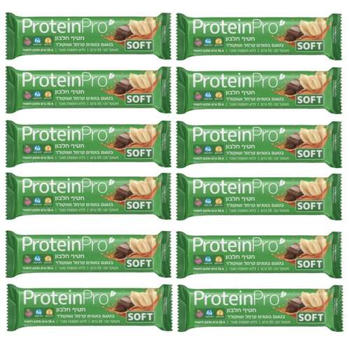 מארז 12 יחידות – חטיף חלבון ProteinPro SOFT בטעם קרמל שוקולד  | נייצ'רס פרו
