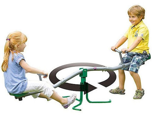 נדנדת חצר ממתכת ל 2 ילדים עם סיבוב 360 מעלות 