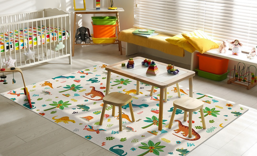 שטיח פעילות מעוצב לחדר ילדים Soft Mat במגע רך - דינוזאור צבעוניים