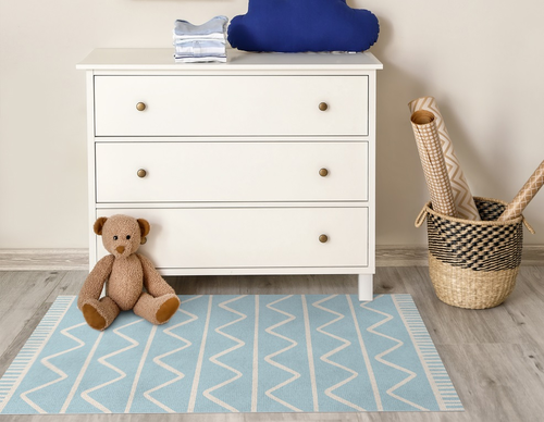 שטיח פעילות מעוצב לחדר ילדים Soft Mat במגע רך - זיג זג כחול